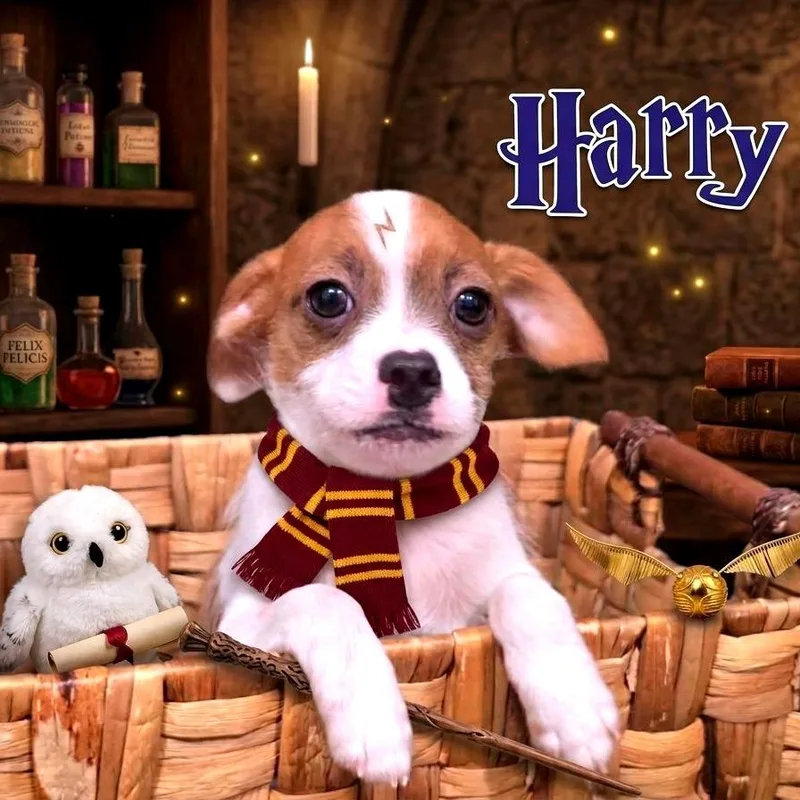 A baby medium-sized male White / Cream Mixed Breed dog named Harry for adoption in Joliet, IL
