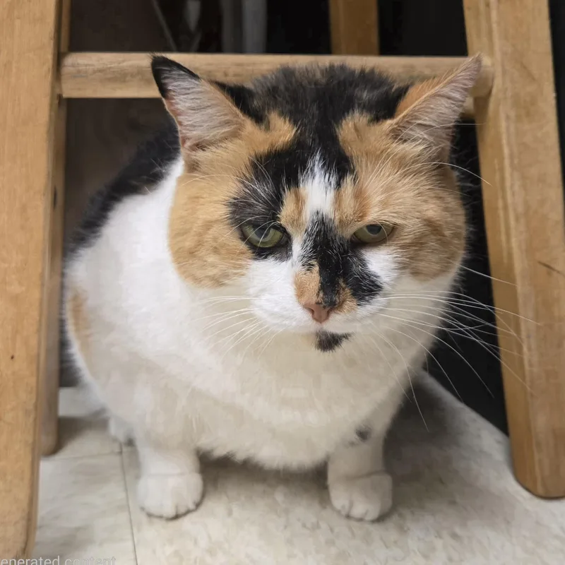 An adult extra large-sized female White Domestic Short Hair cat named Fatricia for adoption in Xenia , OH