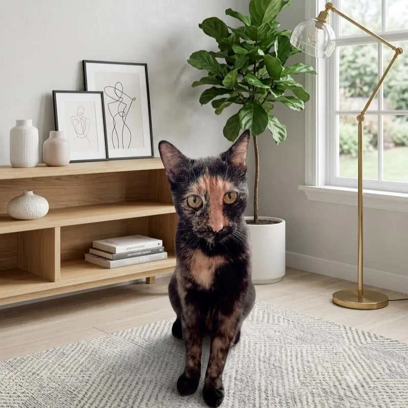 An adult medium-sized female Tortoiseshell cat named LuLu for adoption in Allen, TX