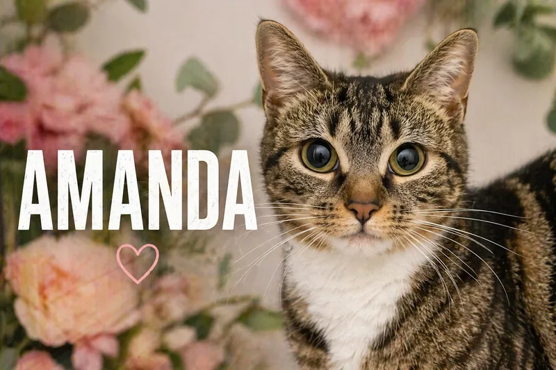 A young medium-sized female Tabby cat named Amanda for adoption in Greenville, DE