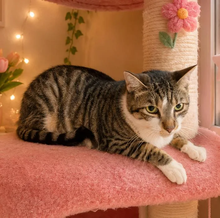 An adult large-sized female Tabby (Brown / Chocolate) Domestic Short Hair cat named Sylvester for adoption in Lathrop, CA