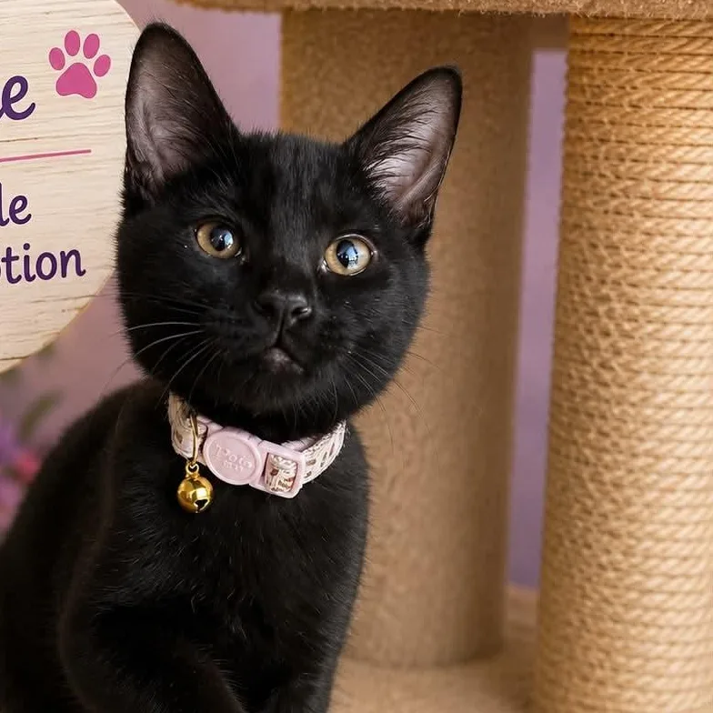 A baby small-sized female Black Domestic Short Hair cat named Richelle for adoption in Antioch, CA