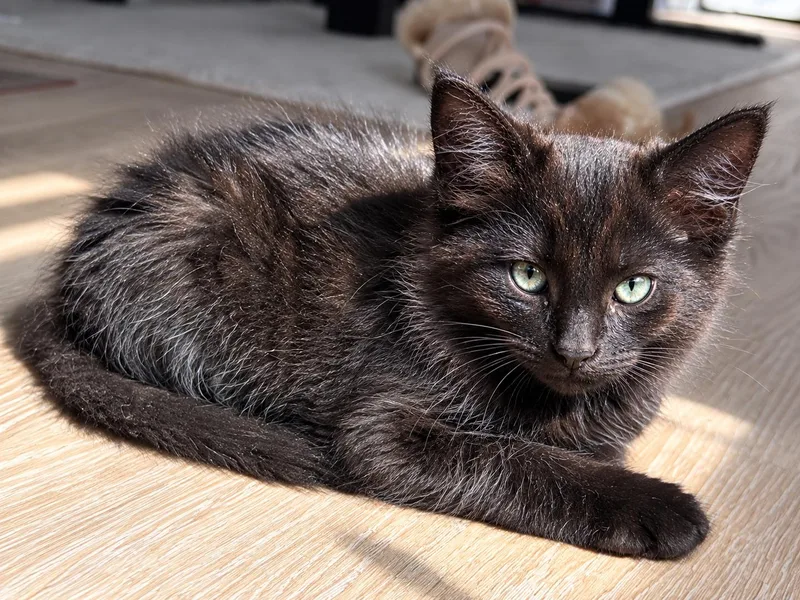 A baby medium-sized male Domestic Long Hair cat named Oscar for adoption in Victor, NY