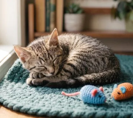A baby small-sized male Tabby (Brown / Chocolate) American Bobtail cat named Tobby for adoption in Union City, NJ