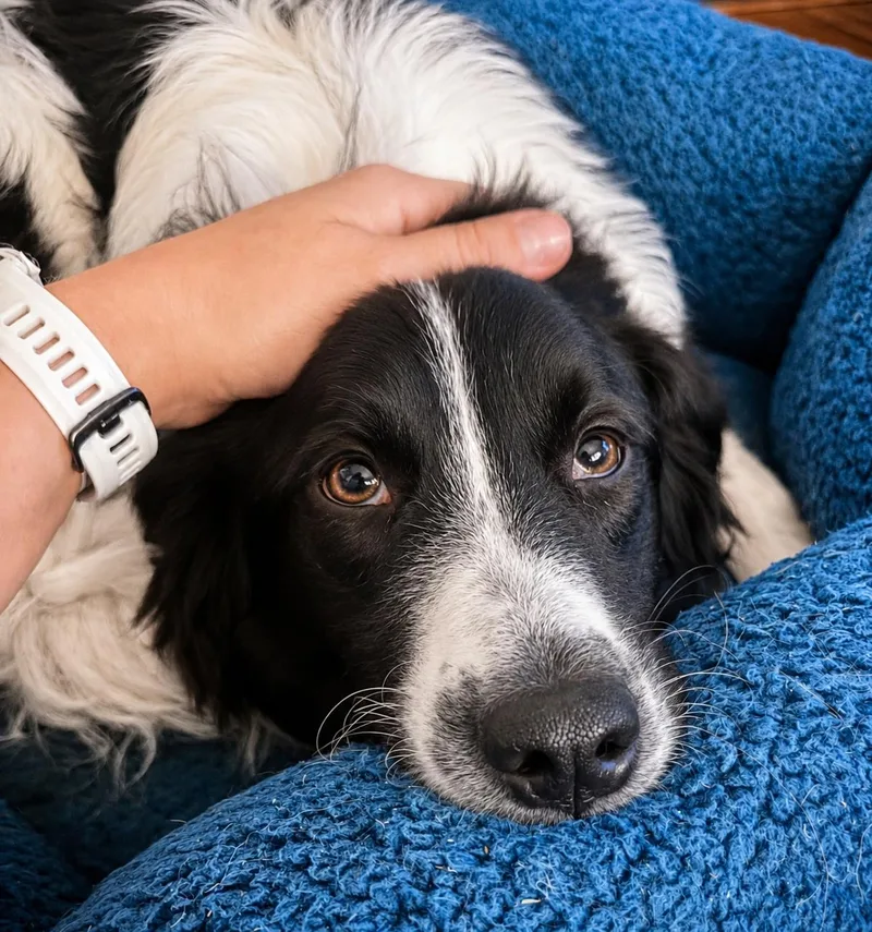 A young medium-sized male Black Border Collie dog named Lasso for adoption in Minnetrista, MN