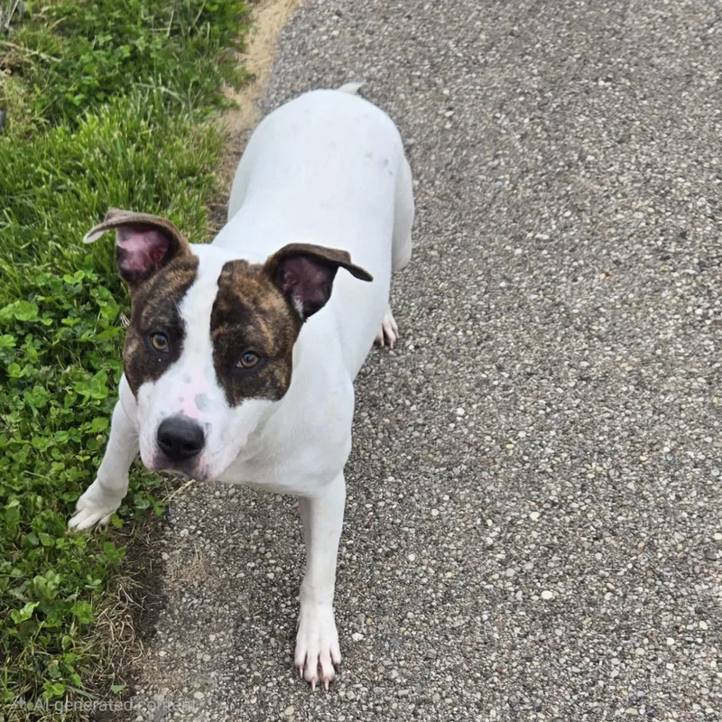 An adult medium-sized female Brown / Chocolate Pit Bull Terrier dog named Flower for adoption in Xenia , OH
