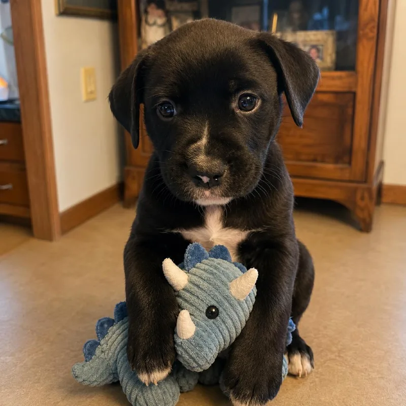 A baby medium-sized female Black Labrador Retriever dog named Ashley for adoption in South Elgin, IL