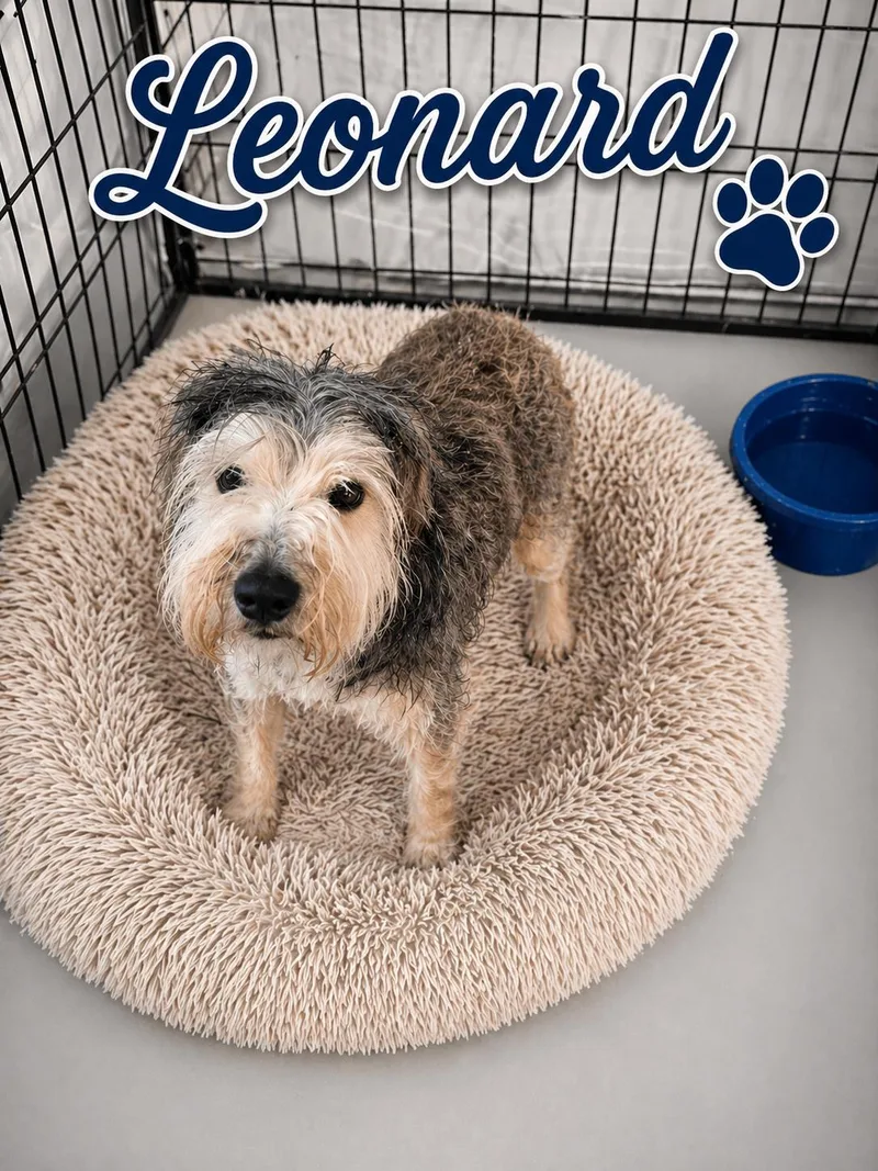 An adult medium-sized male Gray / Blue / Silver Schnauzer dog named Leonard for adoption in Momence, IL