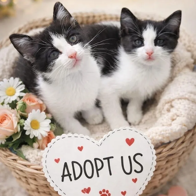 A baby small-sized female Black & White / Tuxedo Tuxedo cat named Loki And Minx for adoption in Miami, FL
