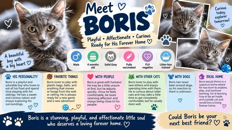 A young medium-sized male Domestic Medium Hair cat named Boris for adoption in Phoenix, AZ