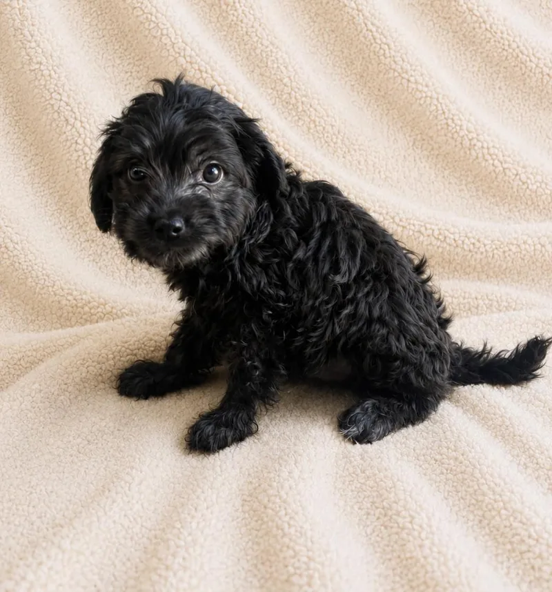 A baby small-sized male Black Poodle dog named Fig for adoption in Lathrop, CA