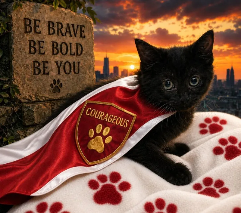 A baby small-sized female Domestic Short Hair cat named Courage for adoption in Washington Court House, OH