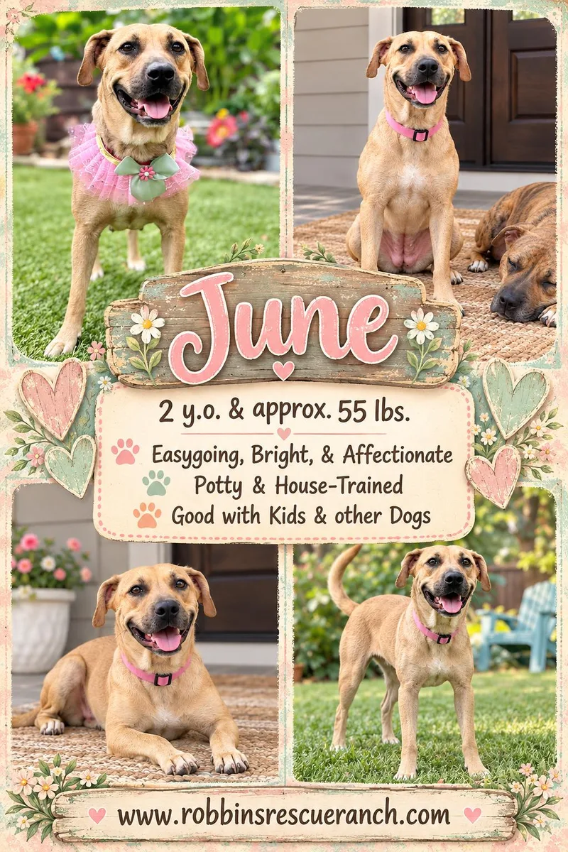 An adult medium-sized female Labrador Retriever dog named June for adoption in Brenham, TX