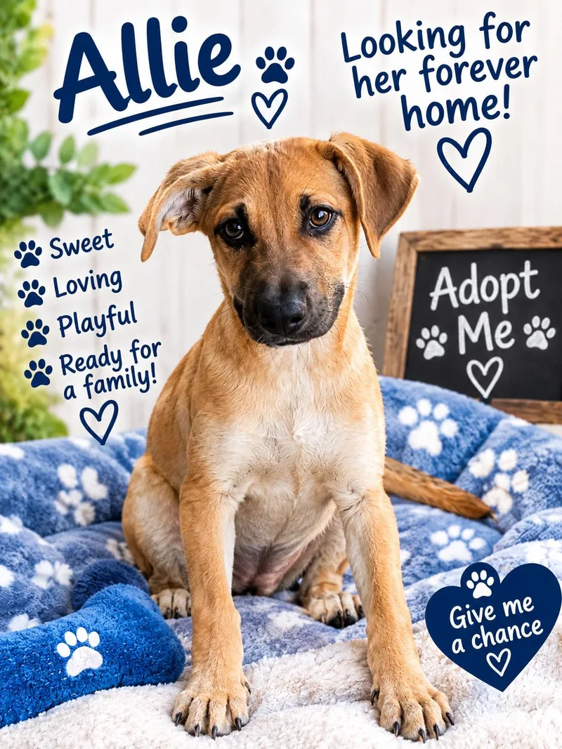 A young medium-sized female Brown / Chocolate Mixed Breed dog named Allie for adoption in thomson, GA