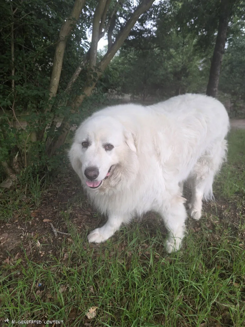 An adult large-sized male White / Cream Great Pyrenees dog named Samson for adoption in Spring, TX
