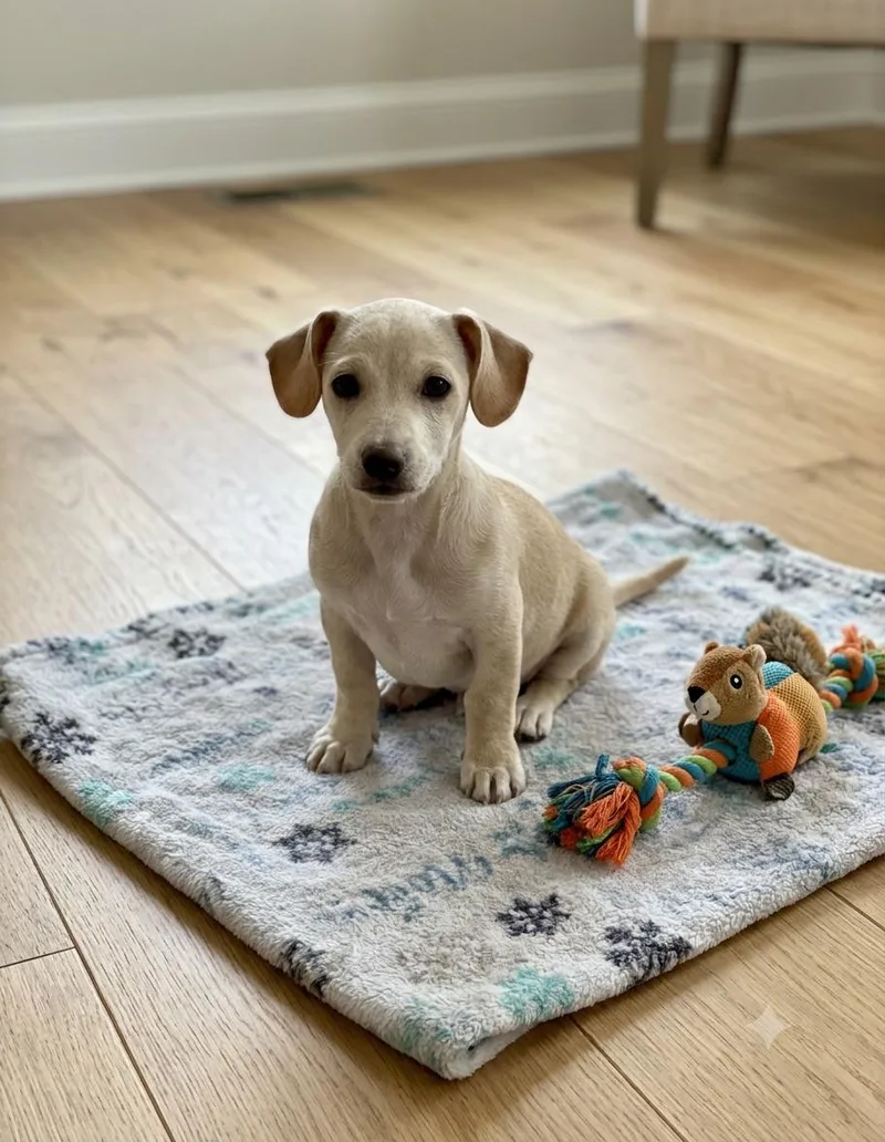 A baby small-sized male Dachshund dog named Wadley for adoption in North Prairie, WI