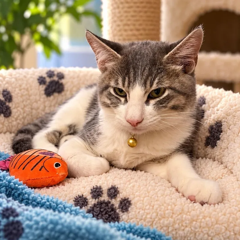 A baby small-sized male White Domestic Short Hair cat named Garbanzo for adoption in Antioch, CA