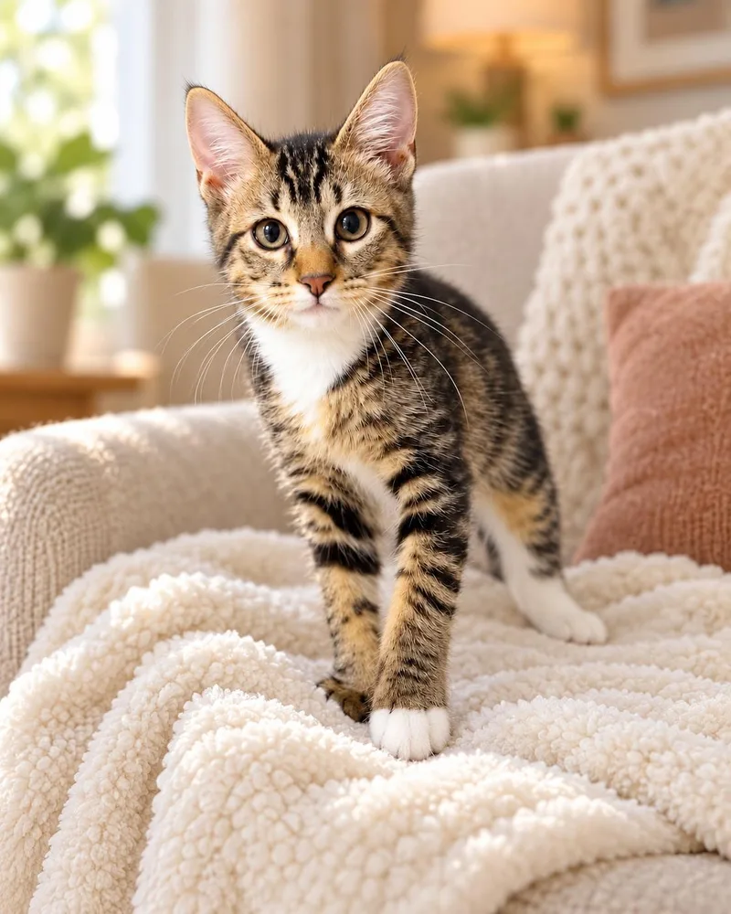 A baby medium-sized male Tabby (Buff / Tan / Fawn) Tabby cat named Felix for adoption in Salamanca, NY