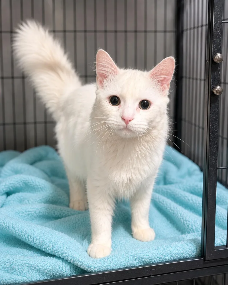 A young medium-sized male White Domestic Medium Hair cat named Thomas for adoption in Old Bridge, NJ