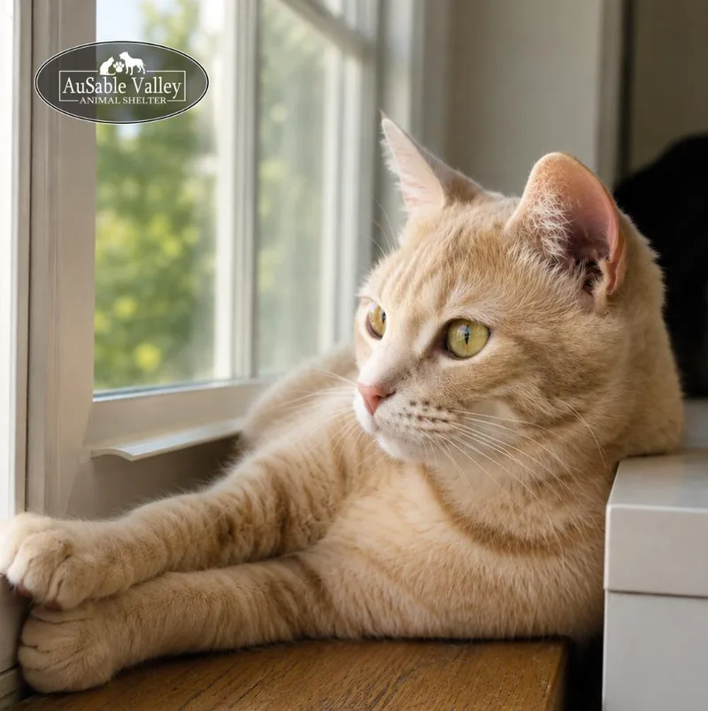An adult small-sized female Tabby (Orange / Red) Domestic Short Hair cat named Binky for adoption in Grayling, MI