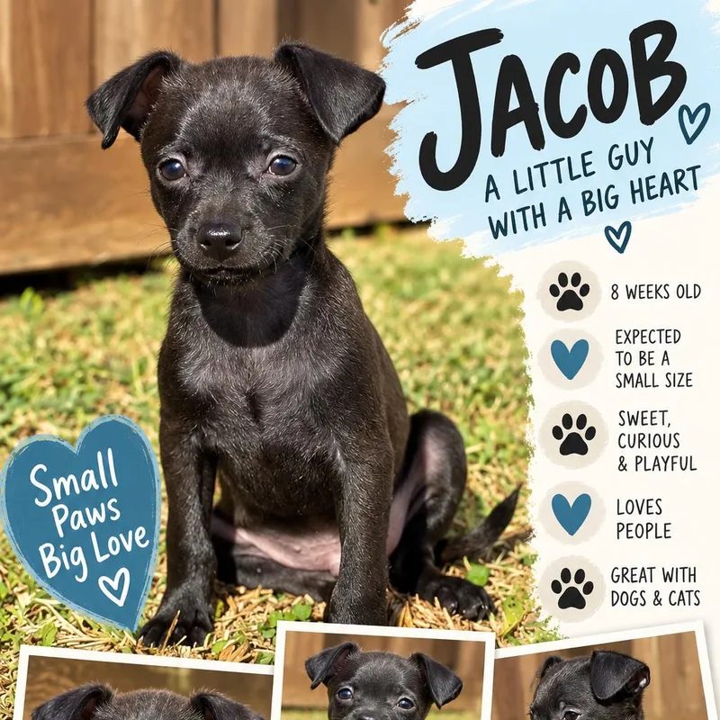A baby small-sized male Brown / Chocolate Terrier dog named Jacob for adoption in Santa Fe, TX