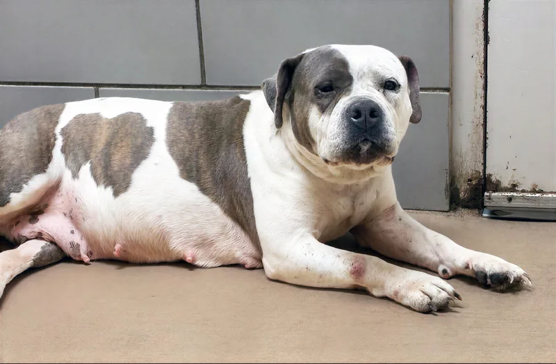 A senior large-sized female Brown / Chocolate Mixed Breed dog named Junebug for adoption in Nashville, TN