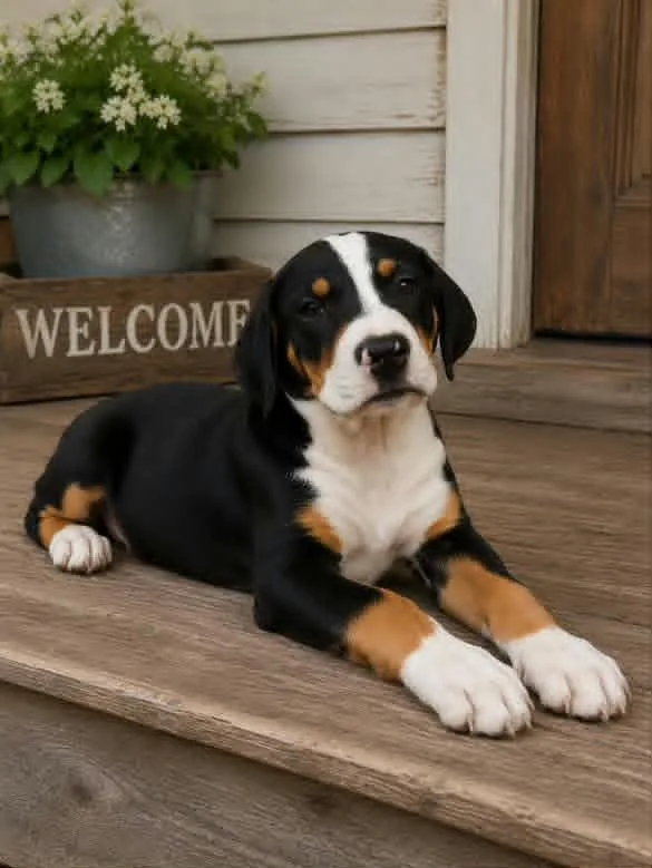A baby large-sized female Greater Swiss Mountain Dog dog named Kanga for adoption in Groton, CT