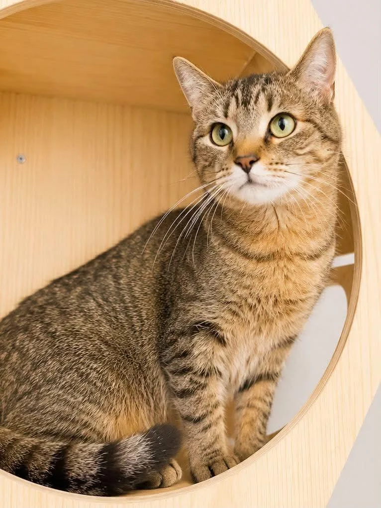 A young medium-sized female Tabby (Brown / Chocolate) Domestic Short Hair cat named Martha Mae for adoption in Sioux Falls, SD
