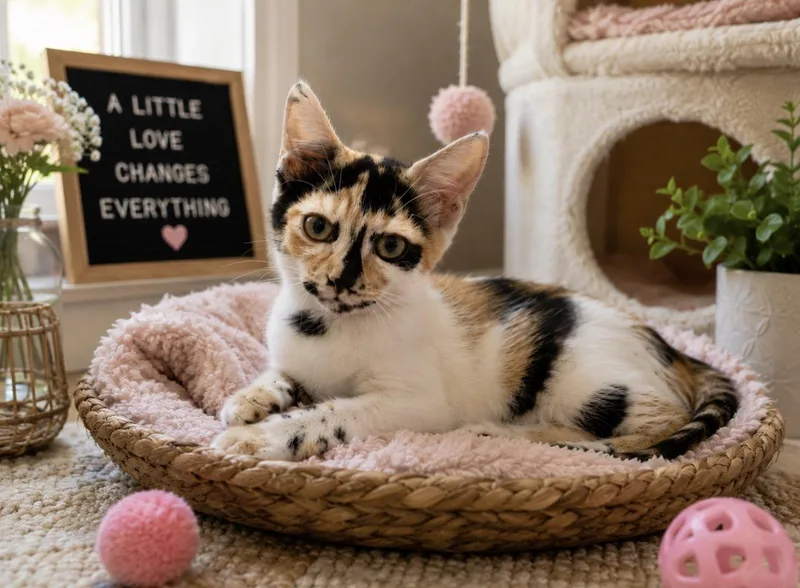 A baby small-sized female Calico cat named Amaia for adoption in Homestead, FL