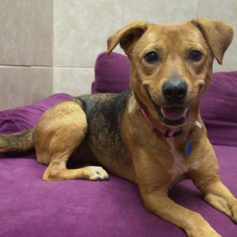 An adult medium-sized female Yellow / Tan / Blond / Fawn Hound dog named Matilda for adoption in Springfield, MO