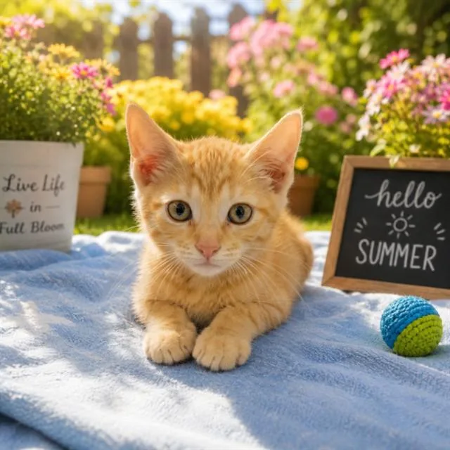 A baby small-sized male Domestic Short Hair cat named Tangerine for adoption in Wylie, TX