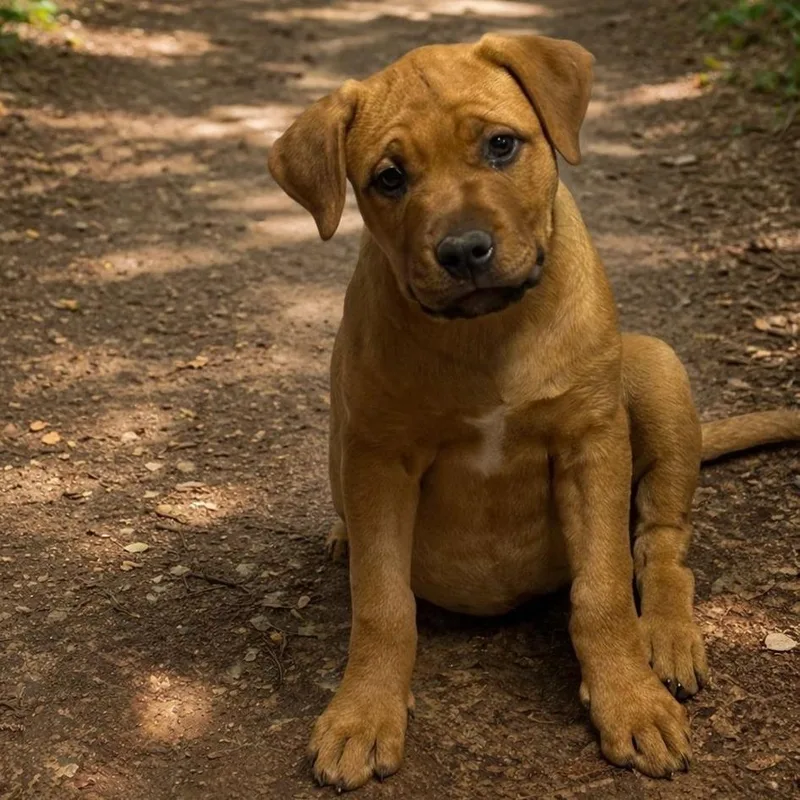 A baby medium-sized female Red / Chestnut / Orange Pit Bull Terrier dog named Pebbles for adoption in Wadena, MN