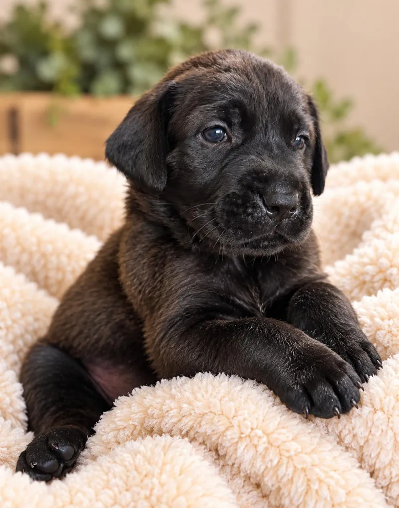 A baby large-sized female Cane Corso dog named Odessa for adoption in Corona, CA
