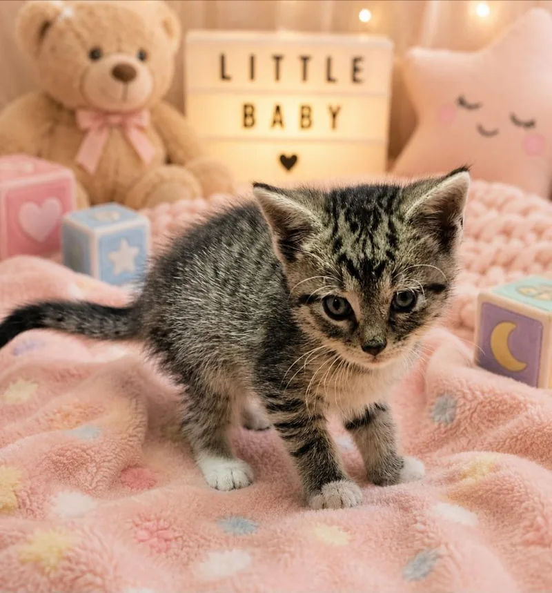 A baby small-sized female Domestic Short Hair cat named Nightingale for adoption in Washington Court House, OH