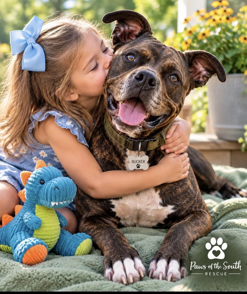 An adult large-sized male Pit Bull Terrier dog named Rucker for adoption in CUMMING, GA