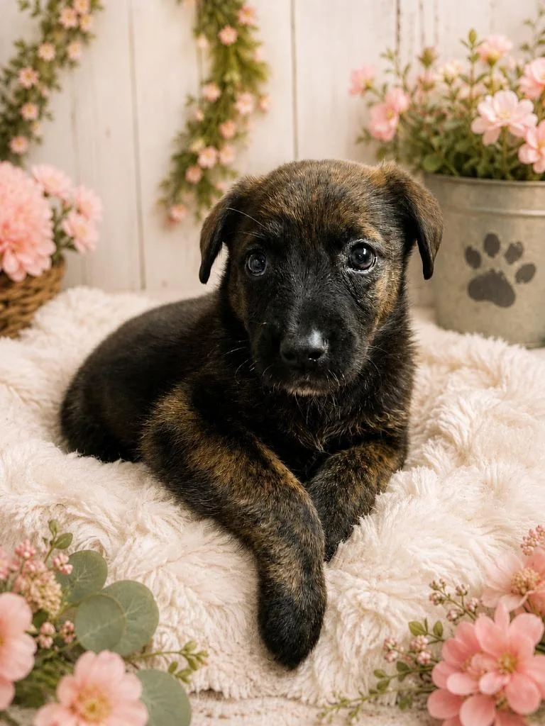 A baby medium-sized female Australian Cattle Dog / Blue Heeler dog named Scarlet for adoption in Fayetteville, TN