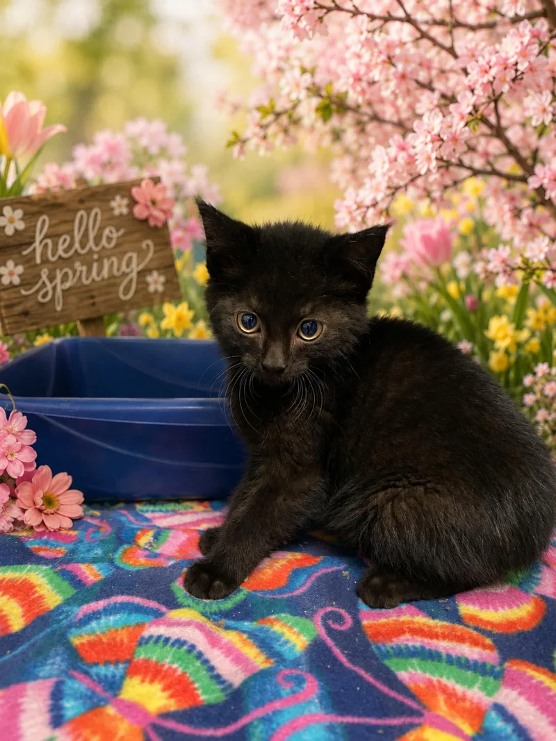 A young medium-sized male Black Domestic Short Hair cat named Lance for adoption in Belleville, MI