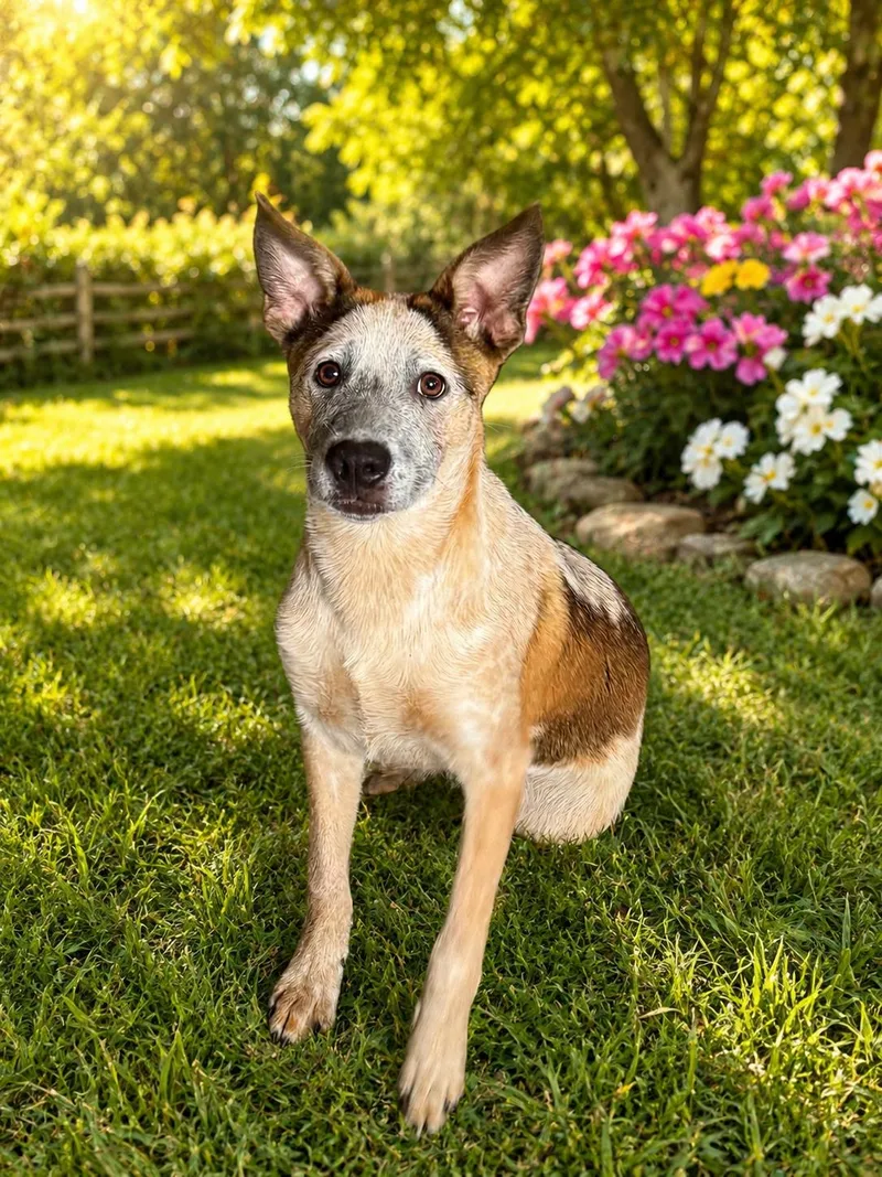 A baby medium-sized male Merle (Red) Australian Cattle Dog / Blue Heeler dog named Dunkin for adoption in Wanaque, NJ