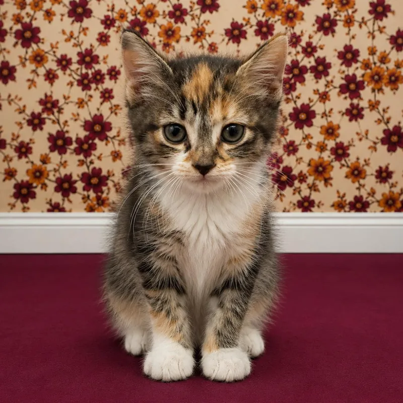 A baby small-sized female Calico Domestic Short Hair cat named Hissy for adoption in Morganton, NC