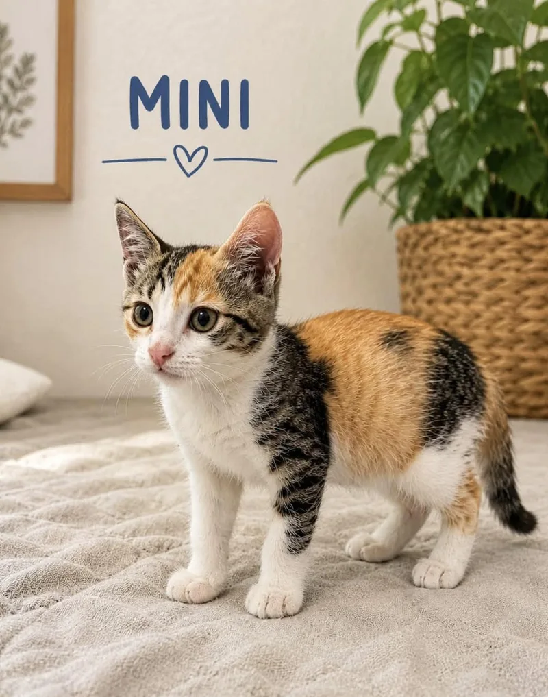 A baby medium-sized female Tabby cat named Mini for adoption in Allen, TX