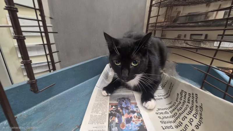 A young medium-sized male Domestic Short Hair cat named Vigaro for adoption in Los Angeles, CA