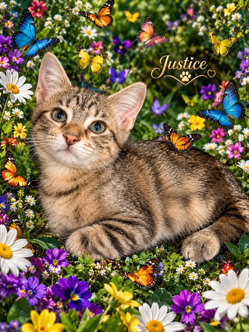 A baby medium-sized male Brown / Chocolate Domestic Short Hair cat named Justice for adoption in Oviedo, FL