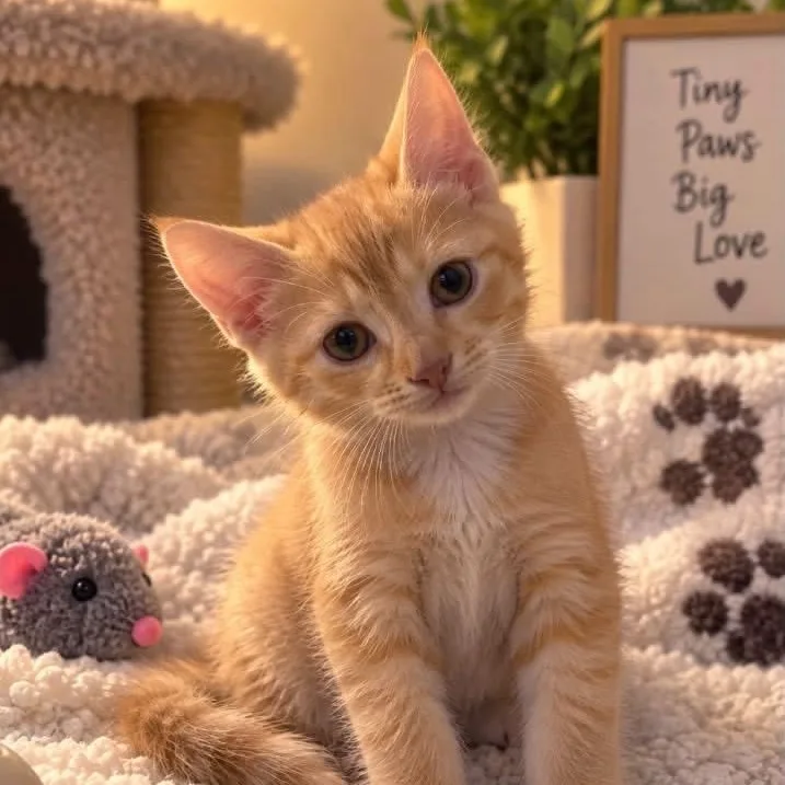 A baby small-sized male Orange / Red Tabby cat named Jensen for adoption in Andover, MN