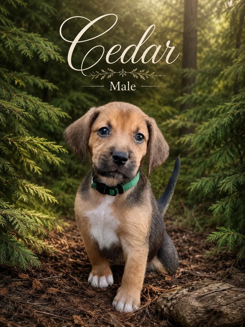 A baby medium-sized male Black and Tan Coonhound dog named Cedar for adoption in Collingswood, NJ