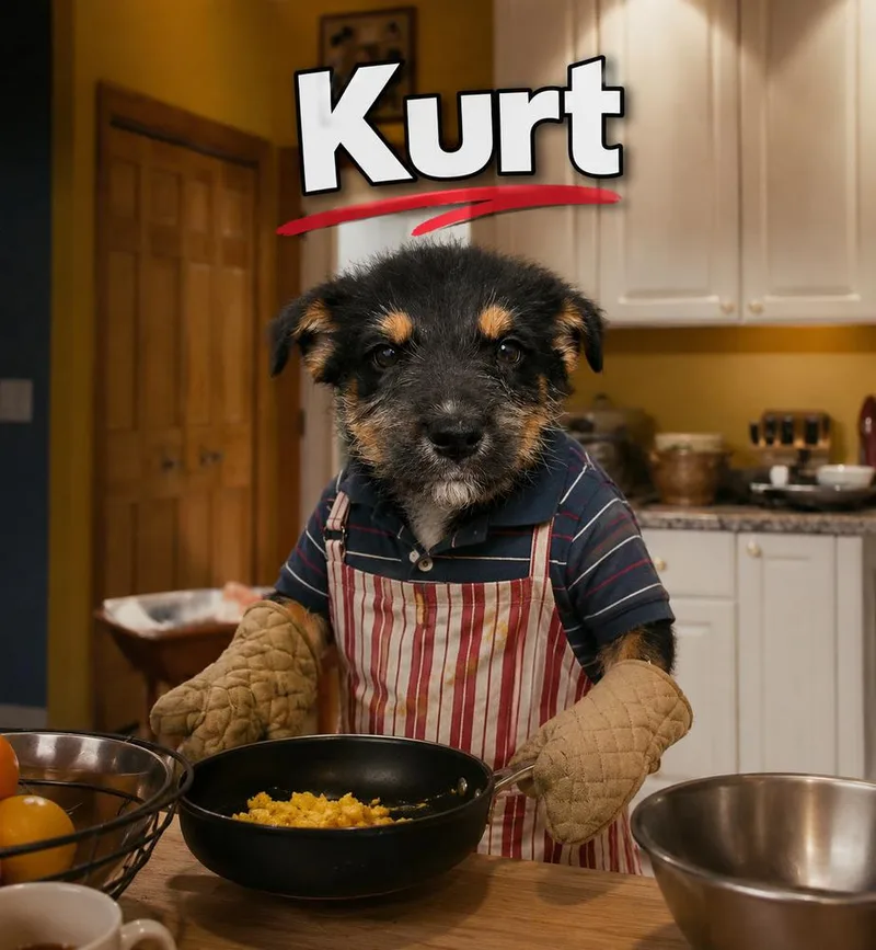 A baby medium-sized male Tricolor (Brown, Black, & White) Terrier dog named Kurt for adoption in Irwin, PA