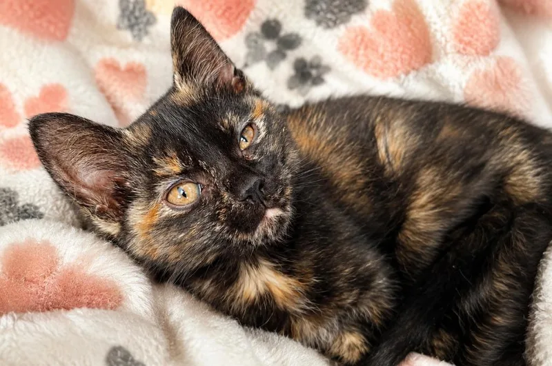 A baby medium-sized female Domestic Short Hair cat named Que for adoption in Warren, MI