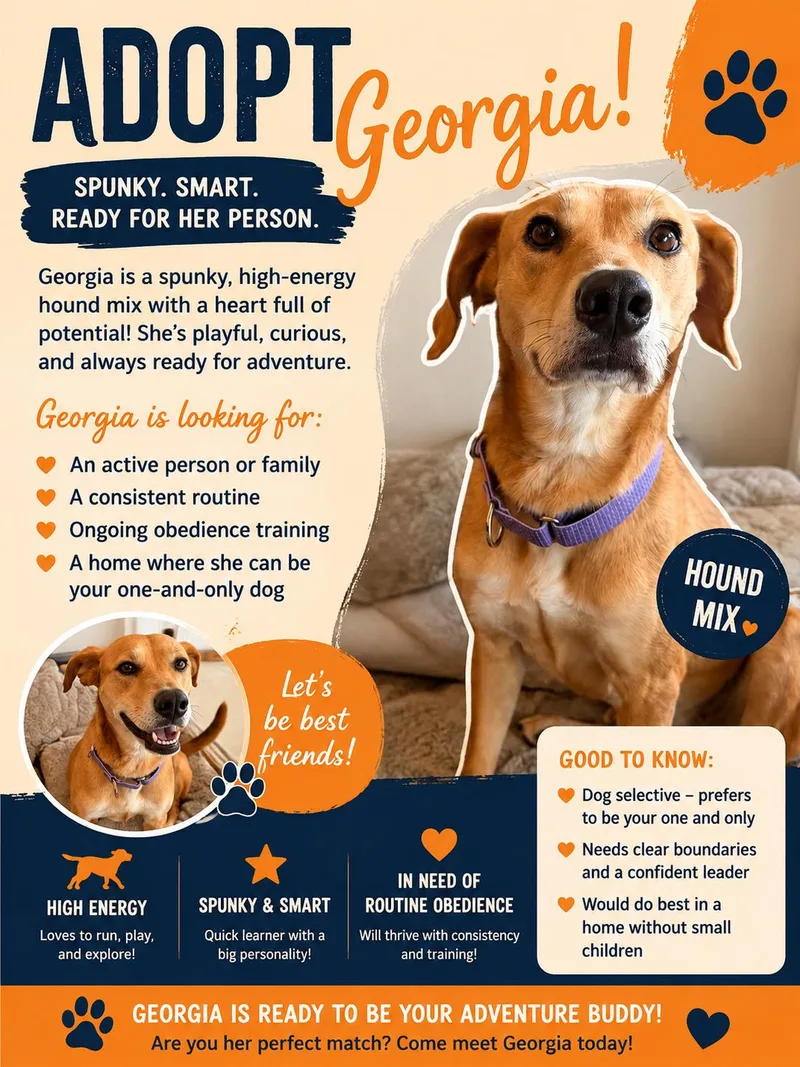 An adult medium-sized female Apricot / Beige Coonhound dog named Georgia for adoption in Westerly, RI