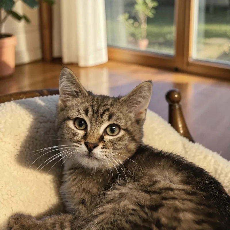 A baby medium-sized male Domestic Short Hair cat named Gizmo for adoption in Champaign, IL