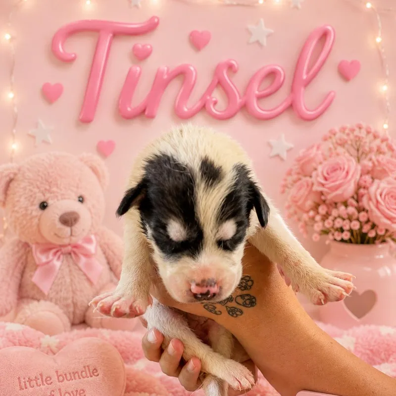 A baby large-sized female Black Coonhound dog named Tinsel for adoption in Columbia Station, OH