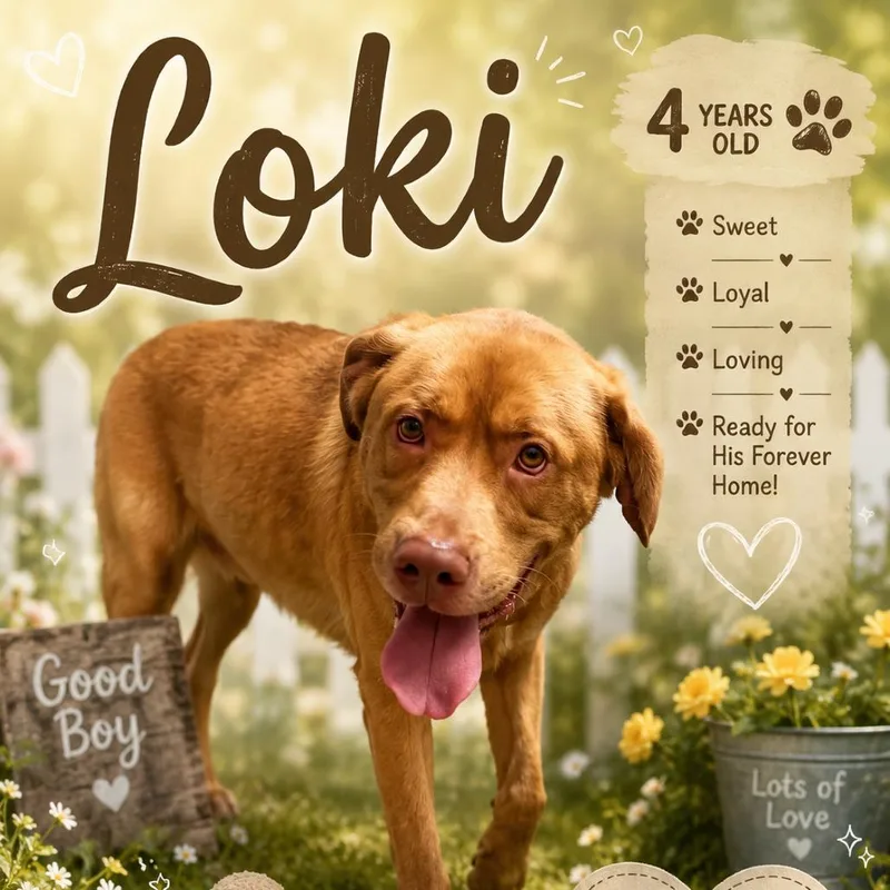An adult large-sized male Brown / Chocolate Labrador Retriever dog named Loki for adoption in Waldorf, MD